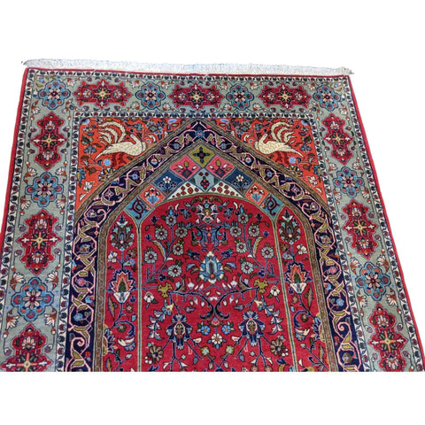 208 x 134 cm Persian Handmade Qum Traditional Red Rug - Rugmaster