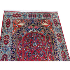208 x 134 cm Persian Handmade Qum Traditional Red Rug - Rugmaster