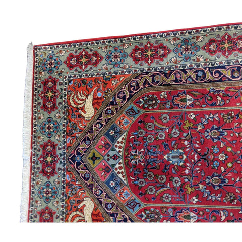 208 x 134 cm Persian Handmade Qum Traditional Red Rug - Rugmaster