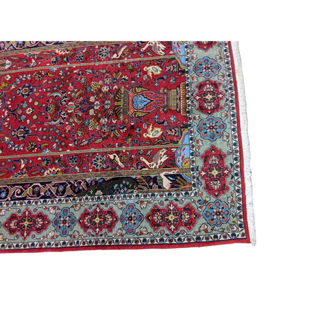 208 x 134 cm Persian Handmade Qum Traditional Red Rug - Rugmaster