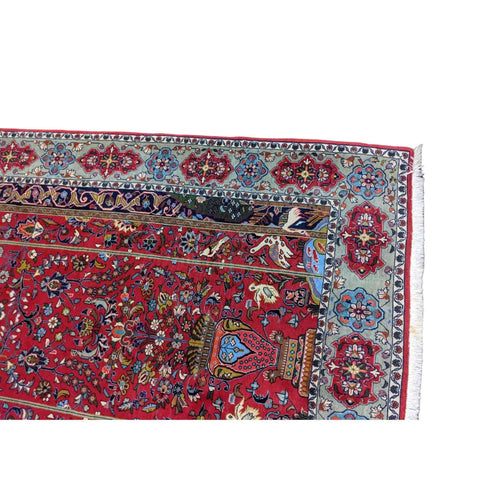 208 x 134 cm Persian Handmade Qum Traditional Red Rug - Rugmaster