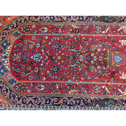 208 x 134 cm Persian Handmade Qum Traditional Red Rug - Rugmaster