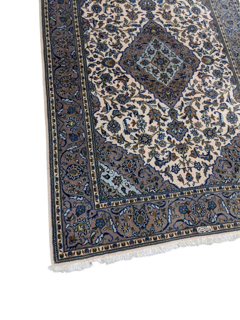 208 x 140 cm Kashan Traditional Blue Rug - Rugmaster