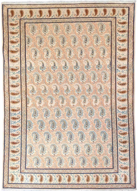 210 x 137 cm Kashan Traditional White Rug - Rugmaster