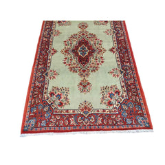 210 x 137 cm Persian Handmade Qum Traditional Red Rug - Rugmaster