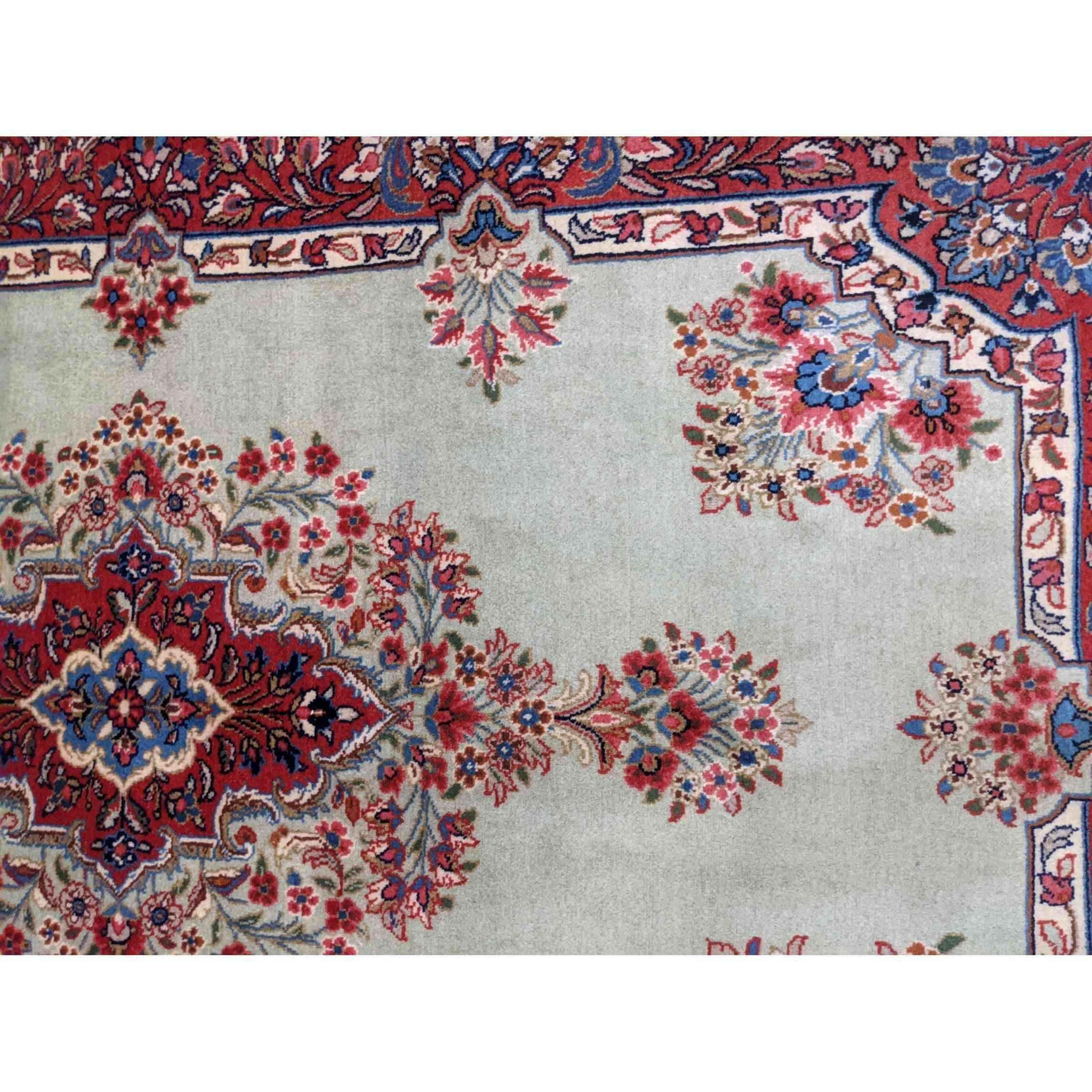 210 x 137 cm Persian Handmade Qum Traditional Red Rug - Rugmaster