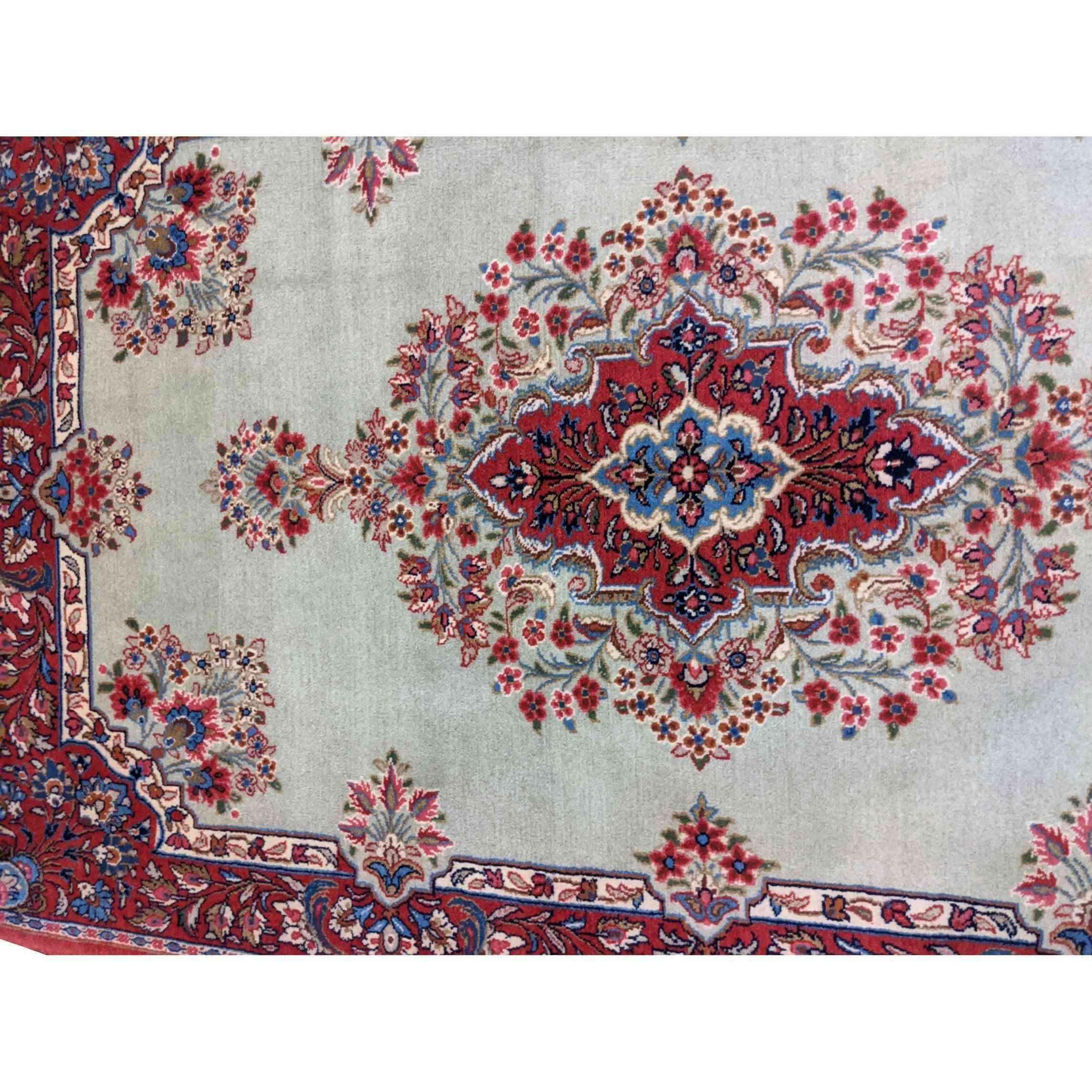 210 x 137 cm Persian Handmade Qum Traditional Red Rug - Rugmaster