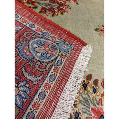 210 x 137 cm Persian Handmade Qum Traditional Red Rug - Rugoutlet