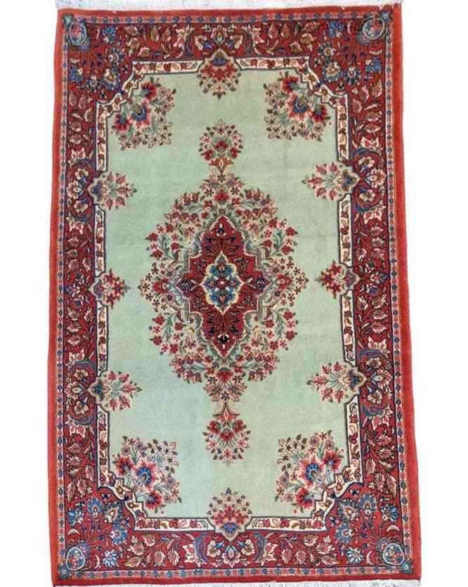 210 x 137 cm Persian Handmade Qum Traditional Red Rug - Rugoutlet