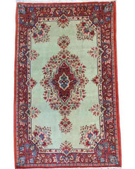 210 x 137 cm Persian Handmade Qum Traditional Red Rug - Rugoutlet