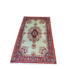 210 x 137 cm Persian Handmade Qum Traditional Red Rug - Rugoutlet