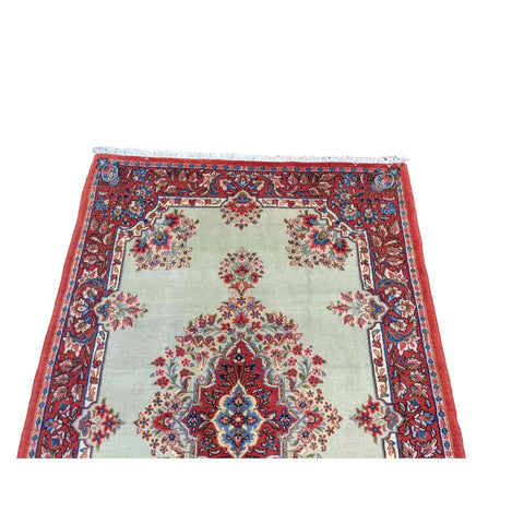 210 x 137 cm Persian Handmade Qum Traditional Red Rug - Rugmaster
