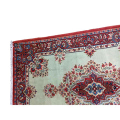 210 x 137 cm Persian Handmade Qum Traditional Red Rug - Rugmaster