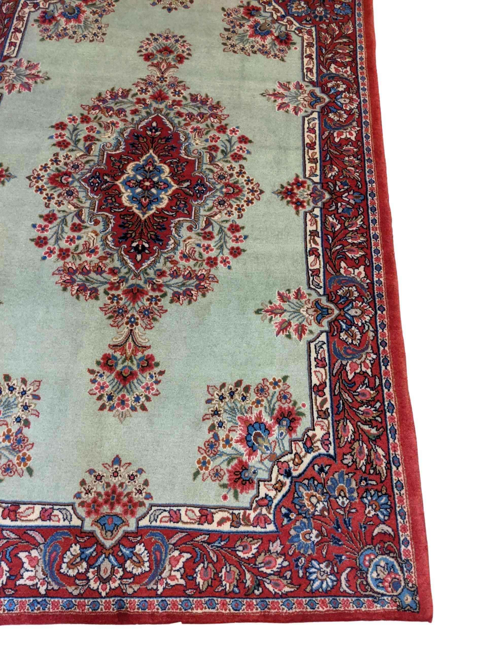 210 x 137 cm Persian Handmade Qum Traditional Red Rug - Rugmaster