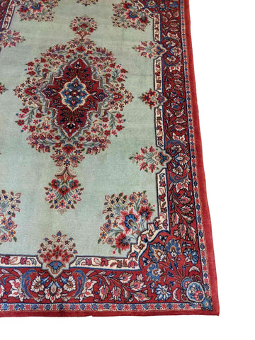 210 x 137 cm Persian Handmade Qum Traditional Red Rug - Rugmaster