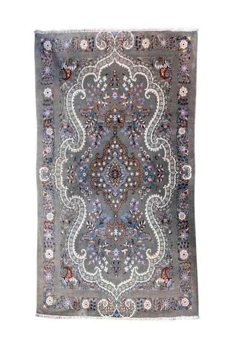 210 x 140 cm Fine Kashan Traditional Grey Rug - Rugoutlet