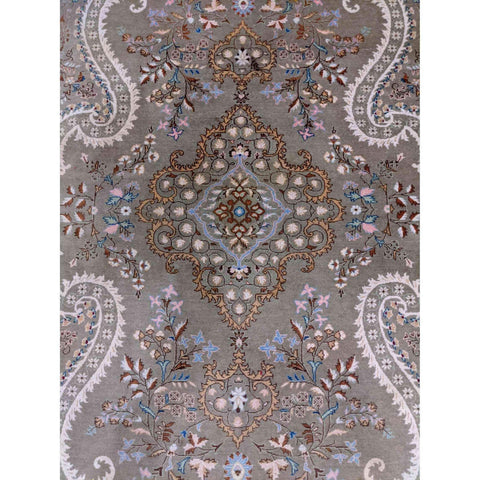 210 x 140 cm Fine Kashan Traditional Grey Rug - Rugoutlet