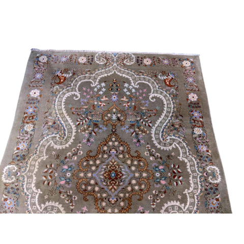 210 x 140 cm Fine Kashan Traditional Grey Rug - Rugoutlet