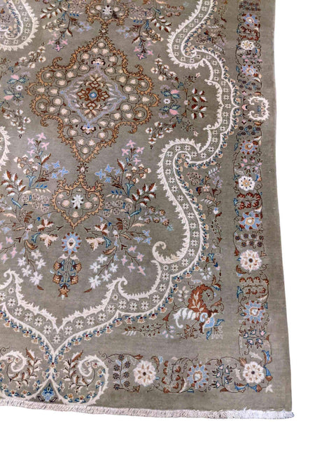 210 x 140 cm Fine Kashan Traditional Grey Rug - Rugmaster