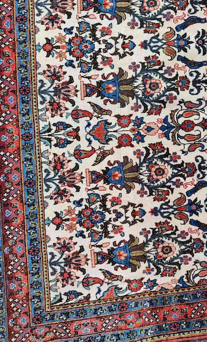 210 x 140 cm Fine Persian Silk Qum Traditional White Rug - Rugmaster