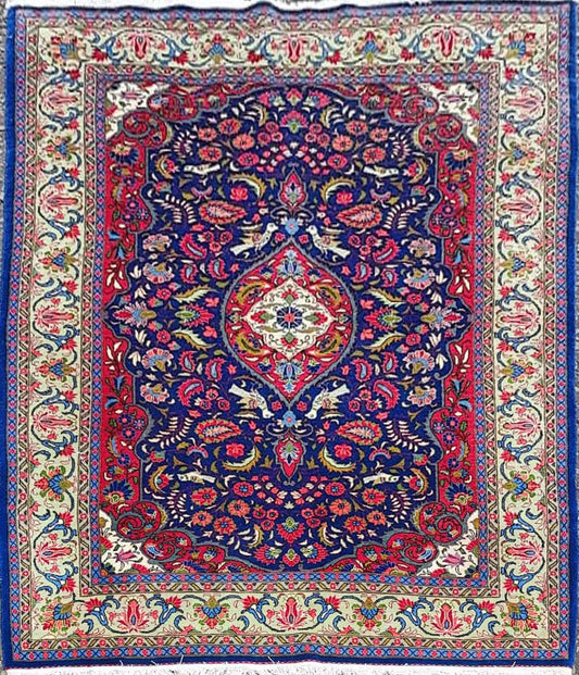 210 x 142 cm Persian Sarogh Blue Traditional Red Rug - Rugoutlet