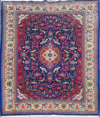 210 x 142 cm Persian Sarogh Blue Traditional Red Rug - Rugmaster