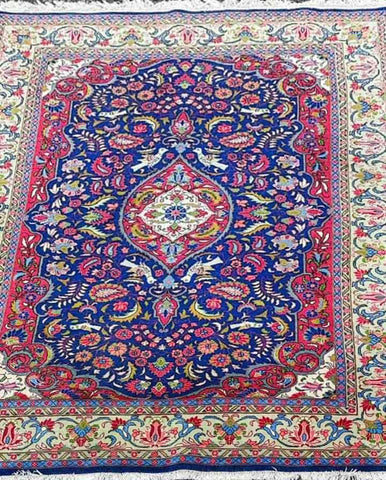 210 x 142 cm Persian Sarogh Blue Traditional Red Rug - Rugoutlet