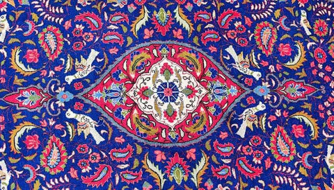210 x 142 cm Persian Sarogh Blue Traditional Red Rug - Rugoutlet