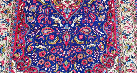 210 x 142 cm Persian Sarogh Blue Traditional Red Rug - Rugoutlet