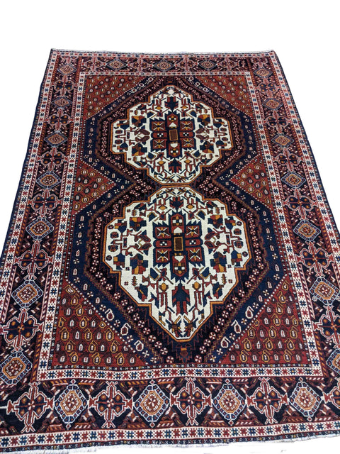 210 x 143 cm Old Shiraz Tribal White Rug - Rugoutlet