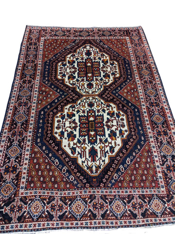 210 x 143 cm Old Shiraz Tribal White Rug - Rugoutlet