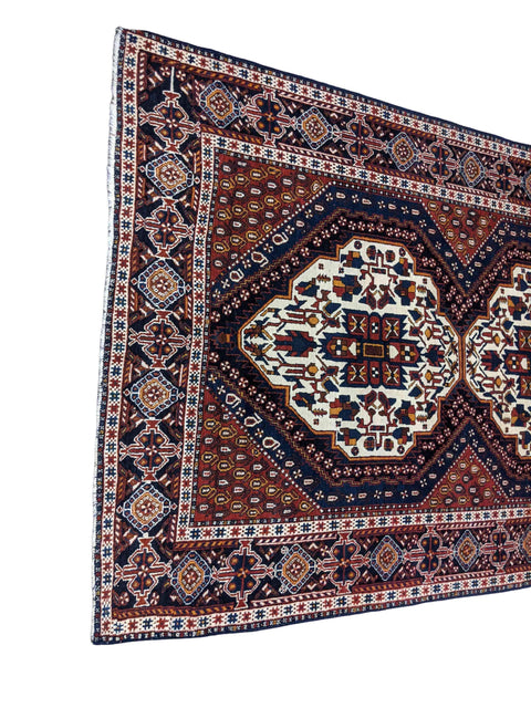 210 x 143 cm Old Shiraz Tribal White Rug - Rugmaster
