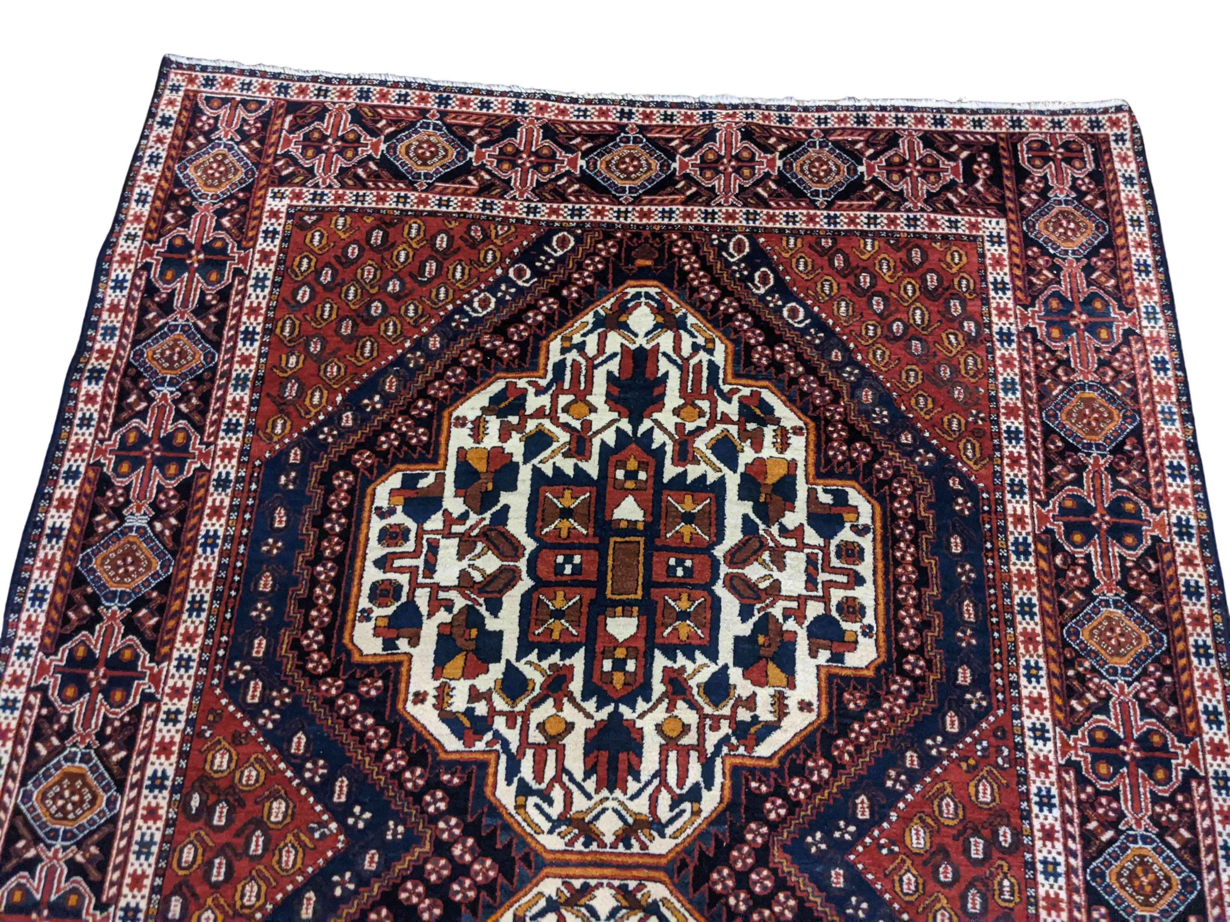 210 x 143 cm Old Shiraz Tribal White Rug - Rugmaster
