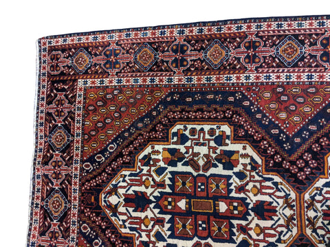210 x 143 cm Old Shiraz Tribal White Rug - Rugmaster