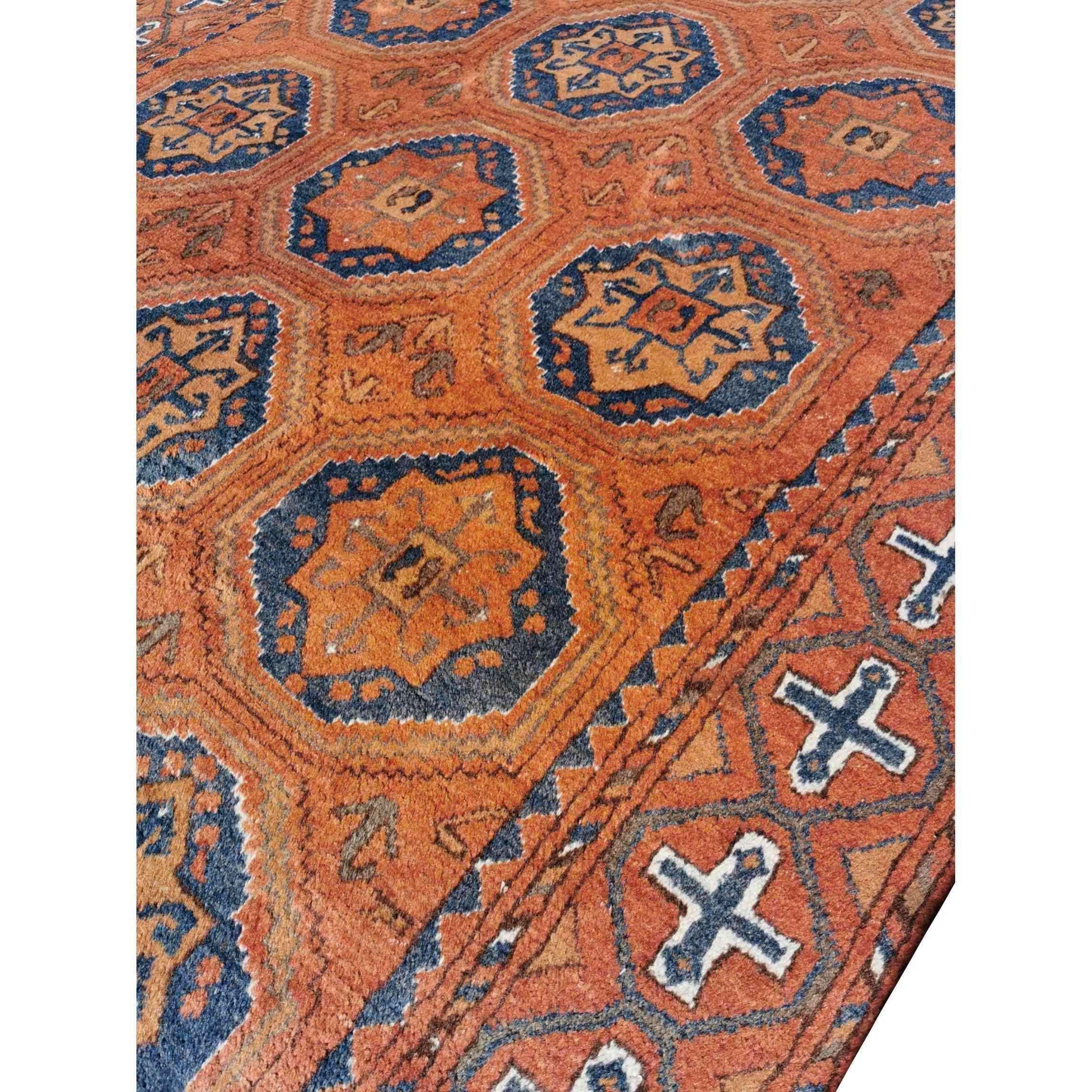 210 x 153 cm natural dye Tribal Orange Rug - Rugmaster