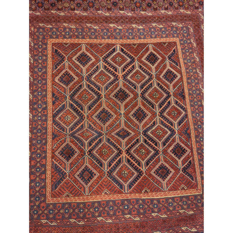 210 x 156 cm Fine afghan Mushwani Tribal Red Rug - Rugoutlet
