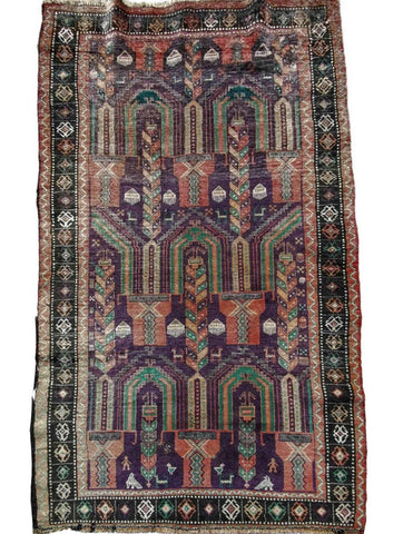 212 x 120 cm Persian Baluch Traditional Violet Rug - Rugmaster