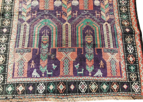 212 x 120 cm Persian Baluch Traditional Violet Rug - Rugmaster