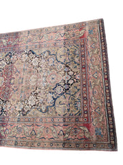 212 x 130 cm Hand-made Antique Kashan Antique Black Rug - Rugoutlet