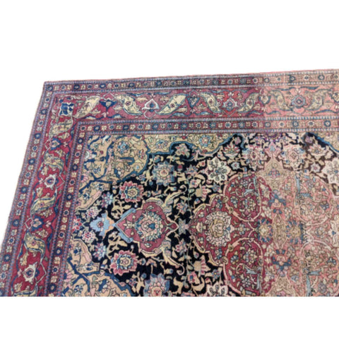 212 x 130 cm Hand-made Antique Kashan Antique Black Rug - Rugoutlet