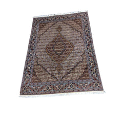 212 x 148 cm Silk Wool Traditional Brown Rug - Rugmaster