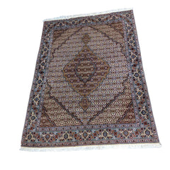 212 x 148 cm Silk Wool Traditional Brown Rug - Rugmaster