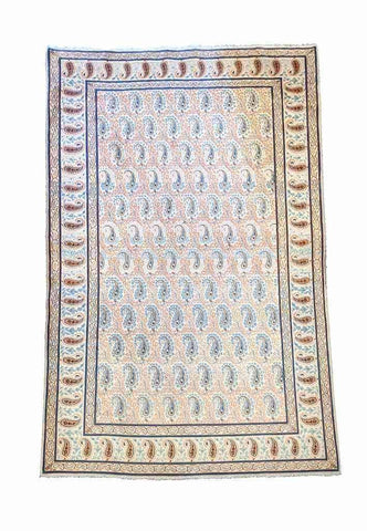 213 x 135 cm Fine Old Kashan Traditional Beige Rug - Rugoutlet
