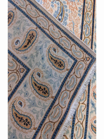 213 x 135 cm Fine Old Kashan Traditional Beige Rug - Rugoutlet