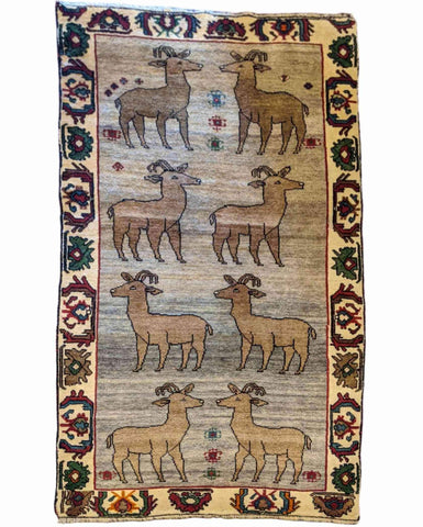 214 x 110 cm Persian Gabbeh Tribal Yellow Rug - Rugoutlet