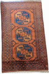 214 x 117 cm Afghan Khan Tribal Orange Rug - Rugmaster