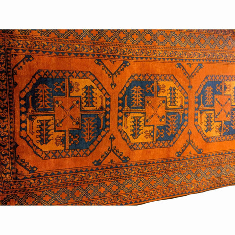 214 x 117 cm Afghan Khan Tribal Orange Rug - Rugmaster