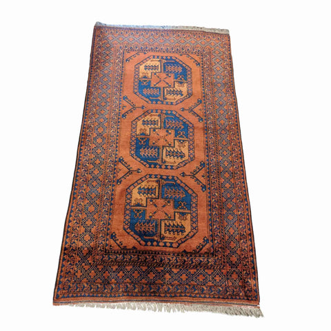 214 x 117 cm Afghan Khan Tribal Orange Rug - Rugmaster