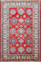 214 x 135 cm Nomadic Kazak Tribal Red Rug - Rugmaster