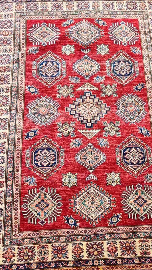 214 x 135 cm Nomadic Kazak Tribal Red Rug